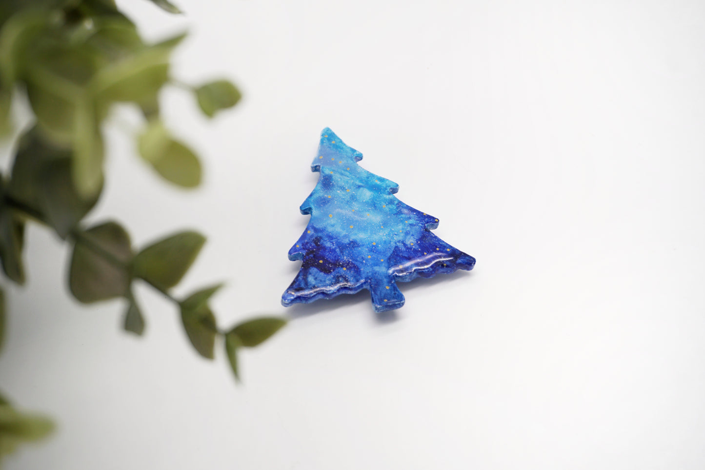 Handmade blue tree fridge magnet