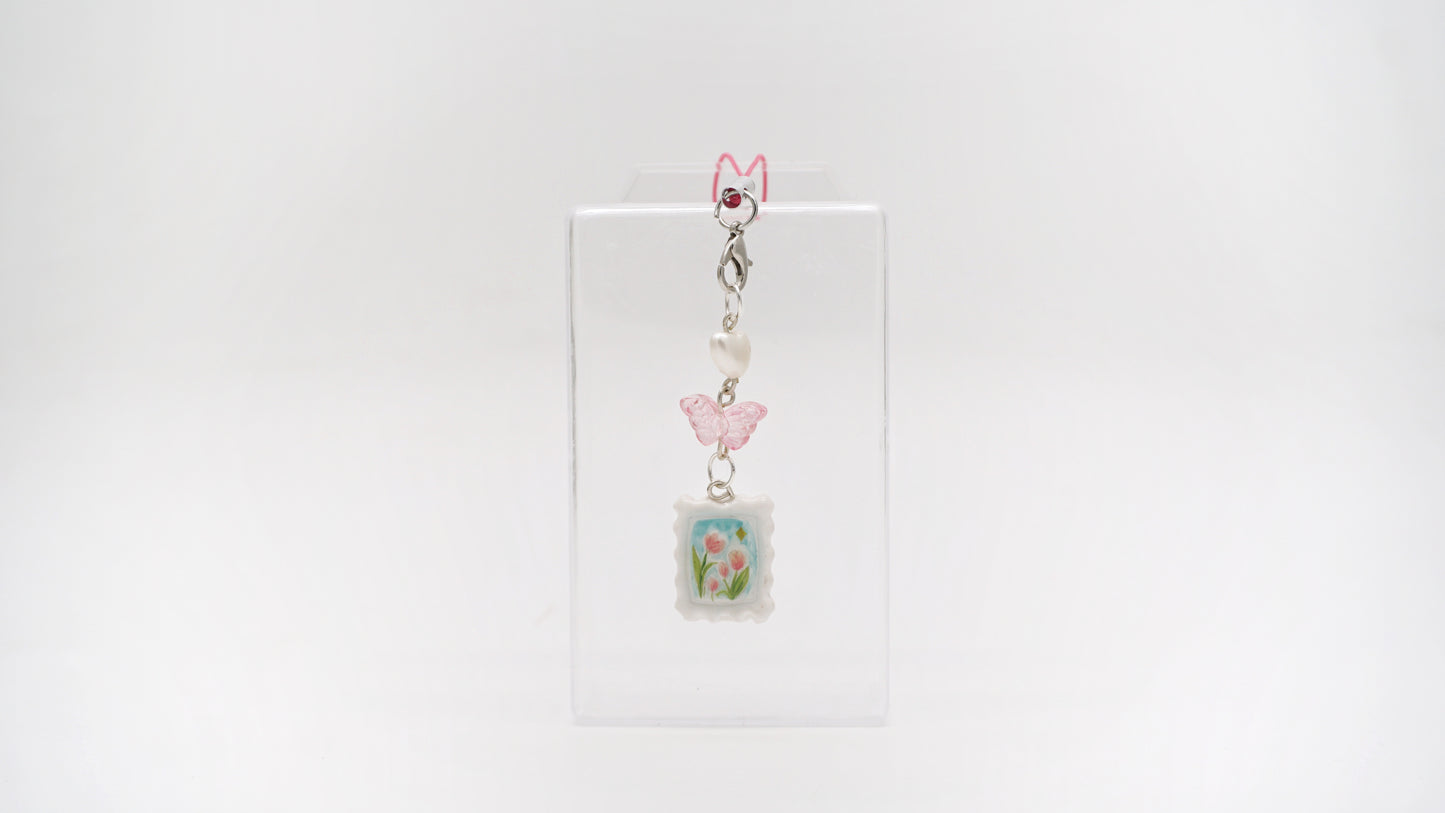 Pink Tulip Clay Phone Charm