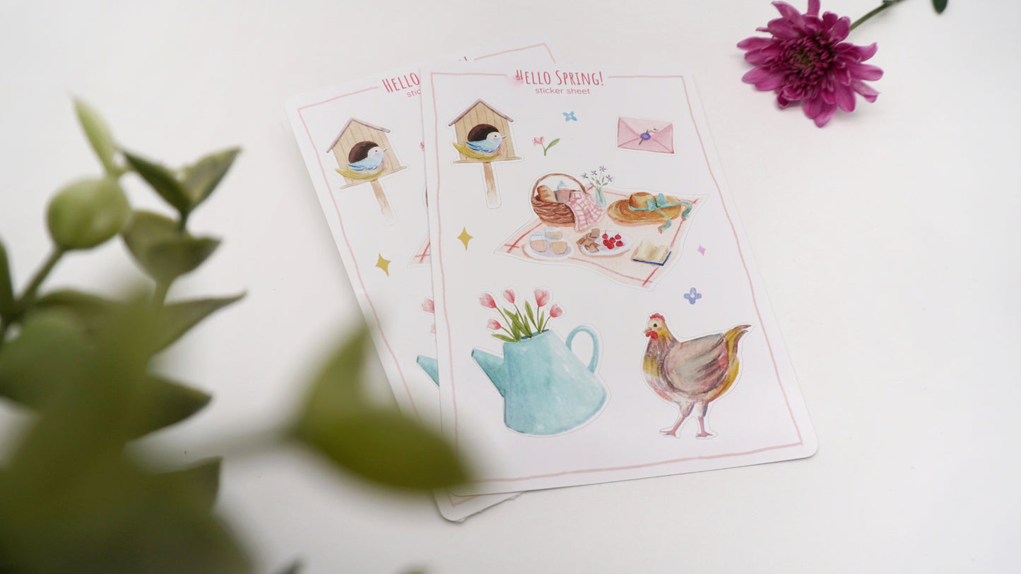 Hello Spring sticker Sheet