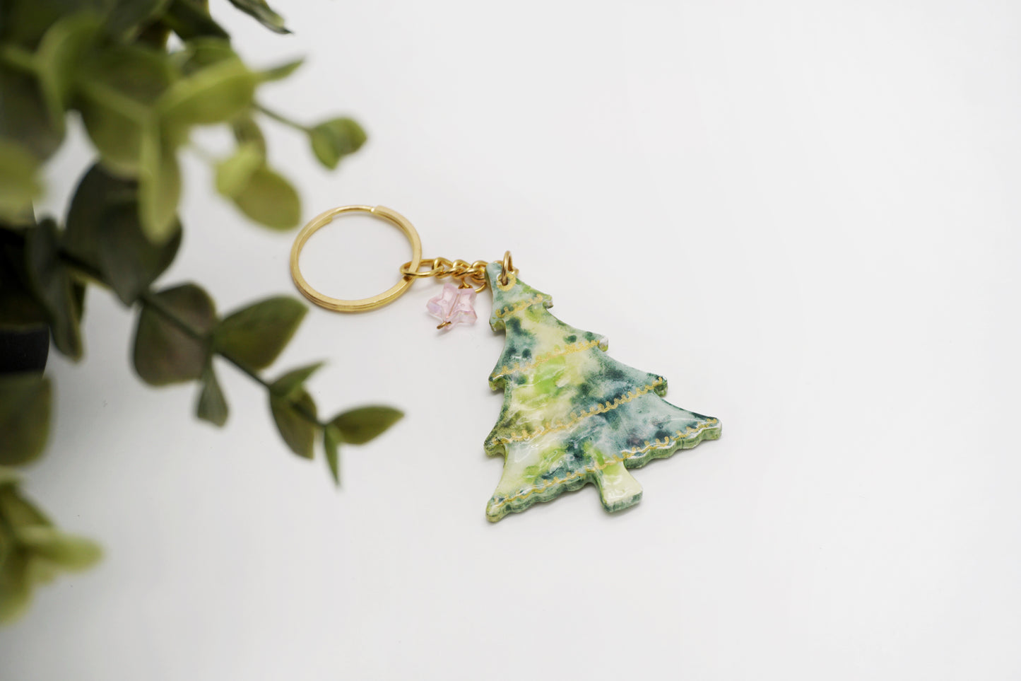 Handmade christmas tree keychain