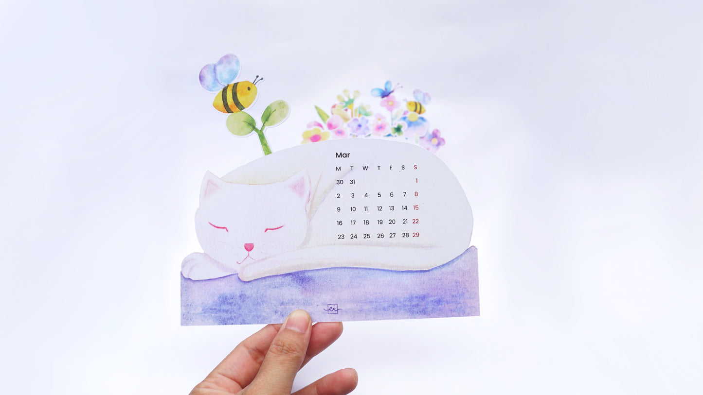 2026 Sleepy Cat Desk Calendar