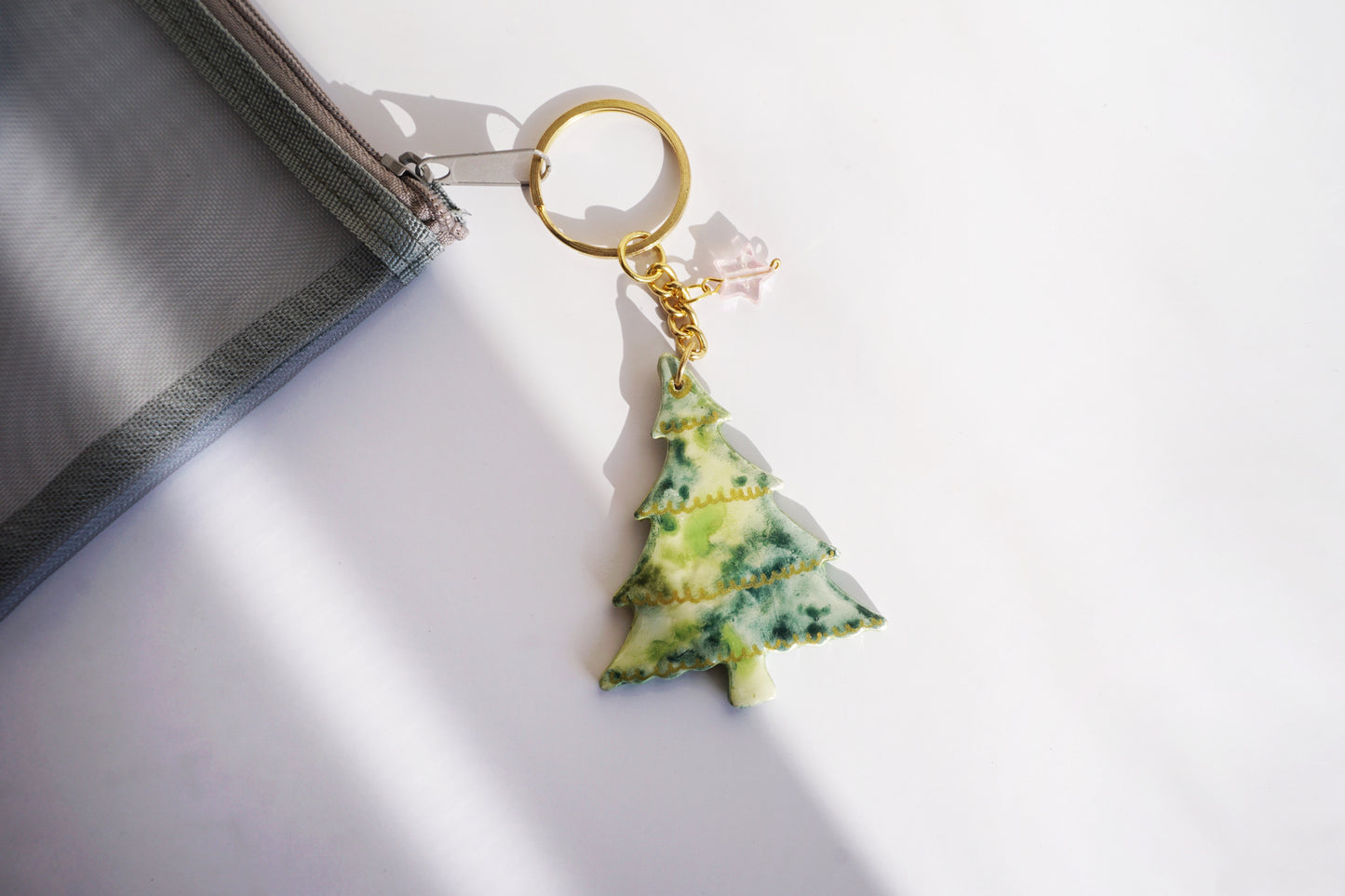 Handmade christmas tree keychain