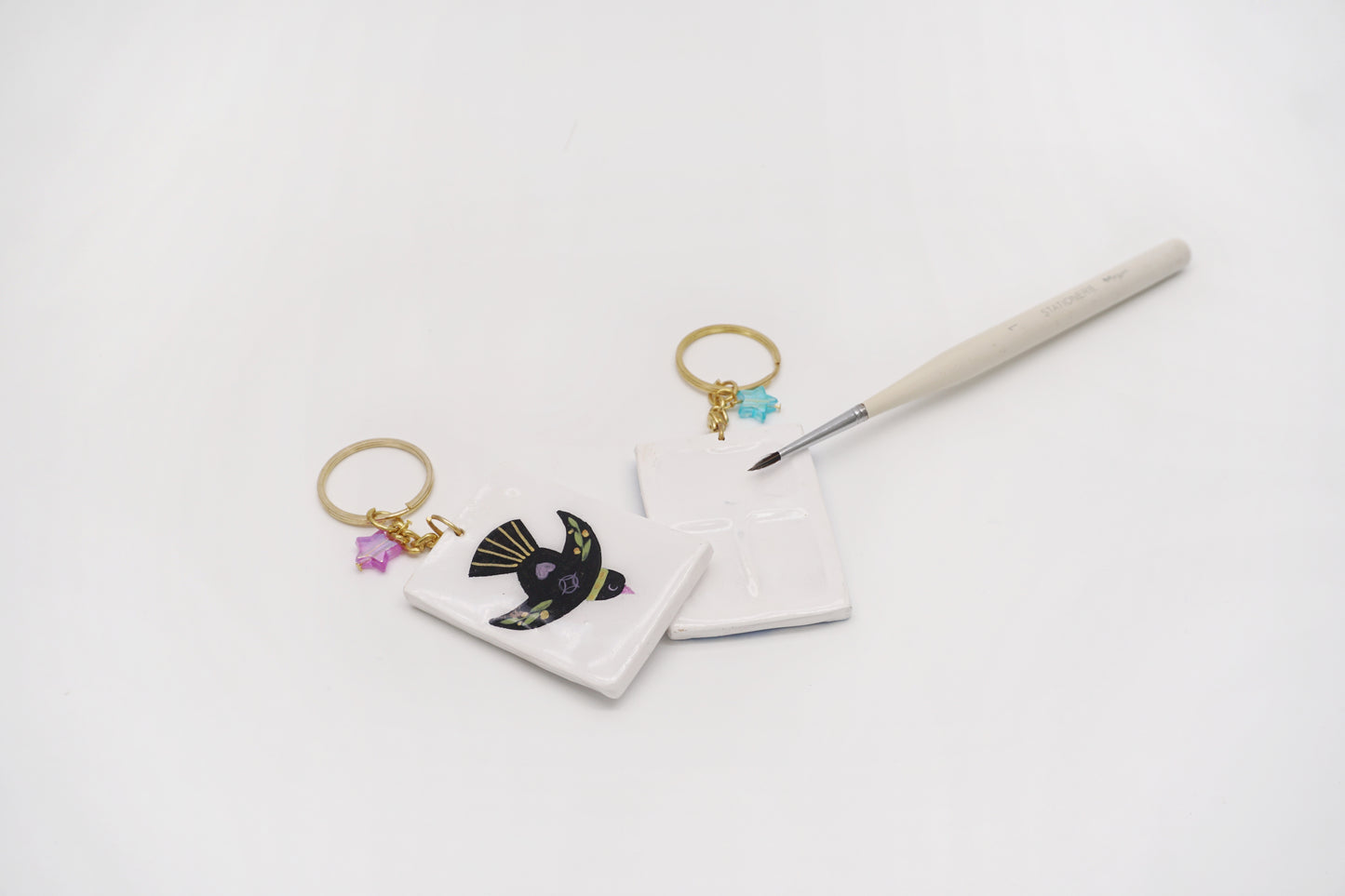 Handmade mini paint palette keychain