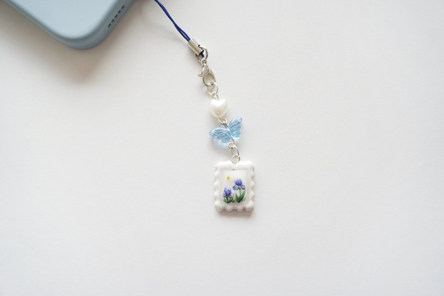 Blue Iris Clay Phone Charm