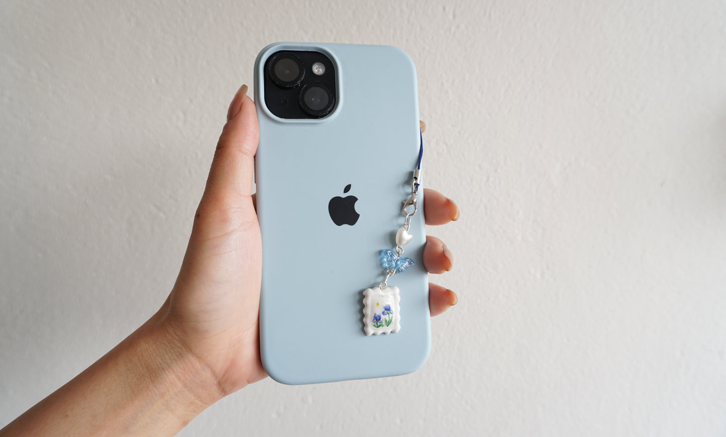 Blue Iris Clay Phone Charm
