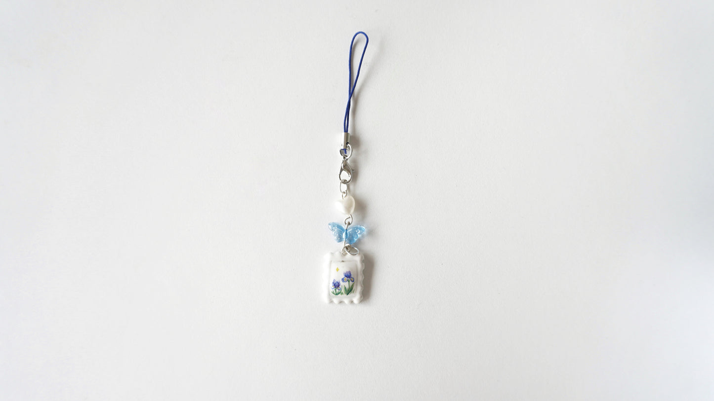 Blue Iris Clay Phone Charm