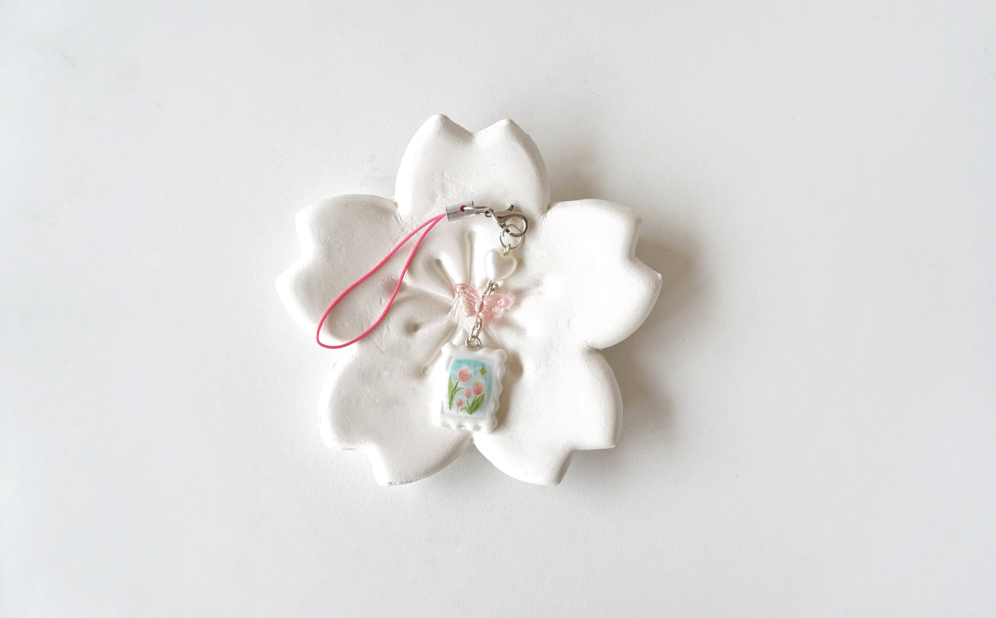 Pink Tulip Clay Phone Charm