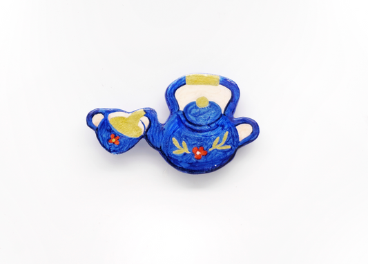 Handmade teapot fridge magnet